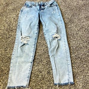 Old navy, high rise, ripped jeans